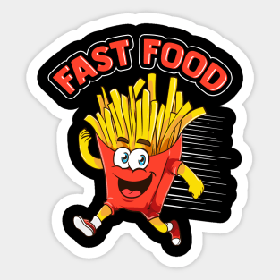 Cute & Funny Fast Food Running French Fries Joke Sticker